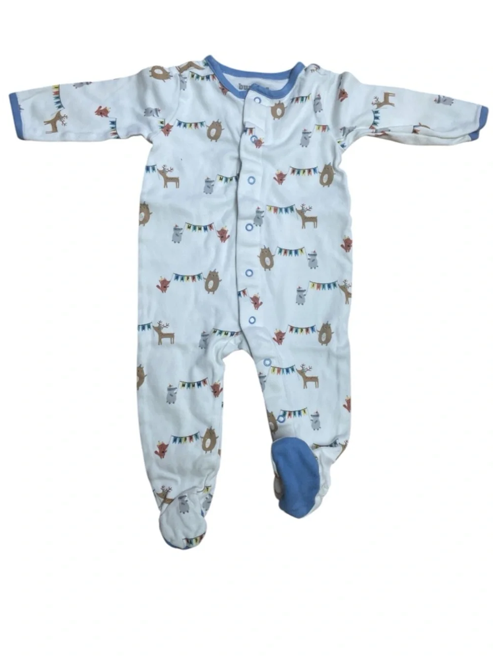 Navy, Light Blue & White Baby Footie Sleepers - 3 Pack